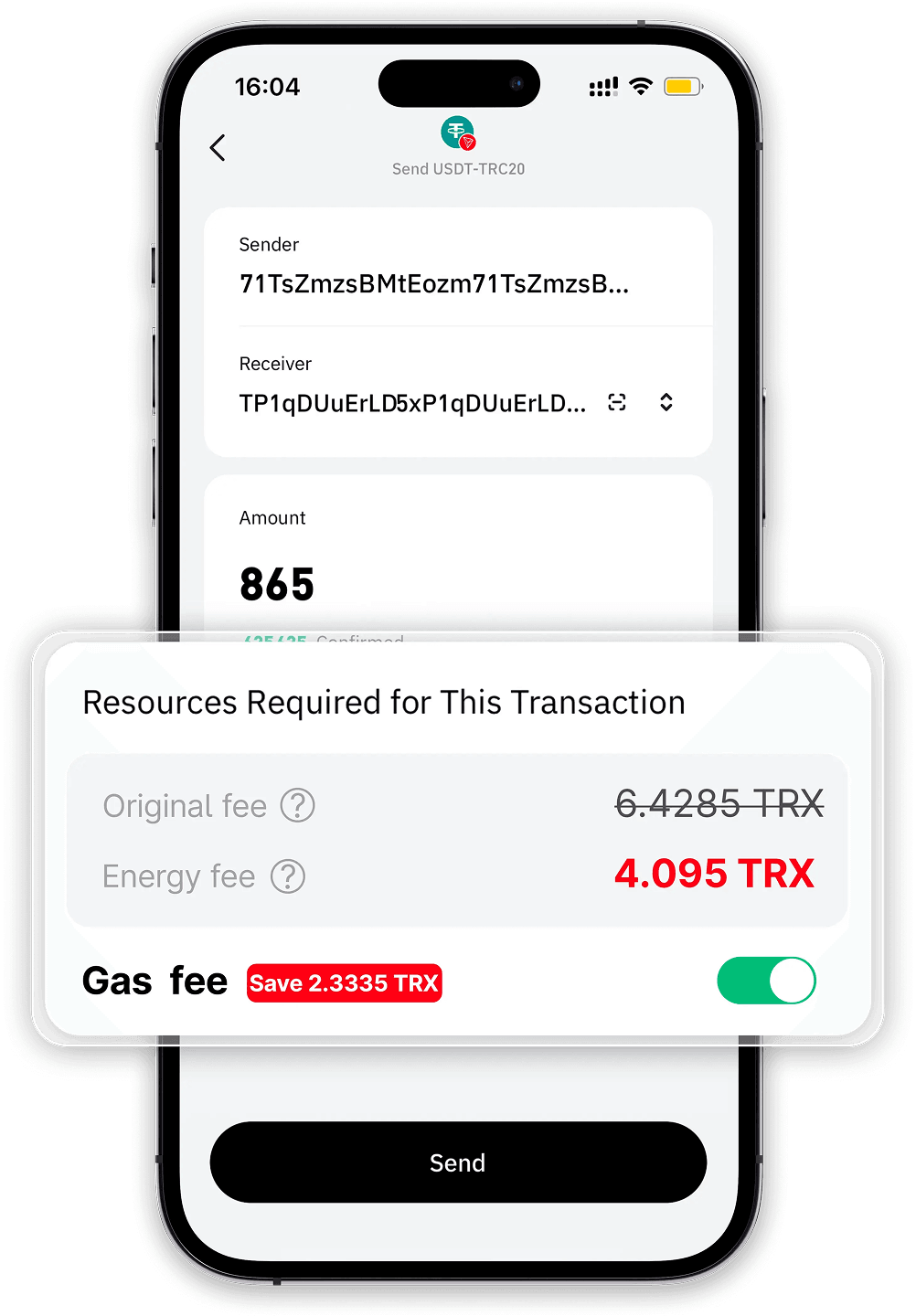 Illustration of TRON energy leasing for lower on-chain transaction fees